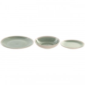 Servizio di Piatti Home ESPRIT Bianco Verde Gres 18 Pezzi