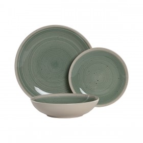 Servizio di Piatti Home ESPRIT Bianco Verde Gres 18 Pezzi