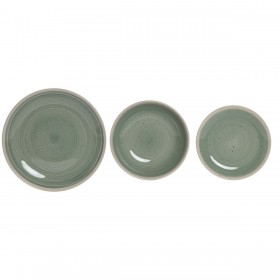 Servizio di Piatti Home ESPRIT Bianco Verde Gres 18 Pezzi