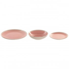 Servizio di Piatti Home ESPRIT Bianco Rosa Gres 18 Pezzi