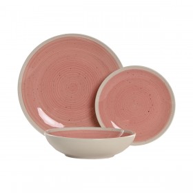 Servizio di Piatti Home ESPRIT Bianco Rosa Gres 18 Pezzi