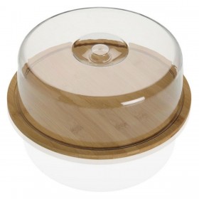Vassoio con coperchio Versa Trasparente Bambù polistirene Legno MDF