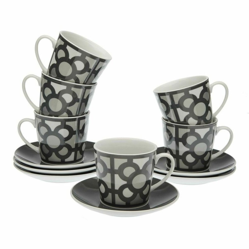 Set di 6 Tazze da Tè con Piatto Versa Urbana Porcellana 9 x 14 x 14 cm 10,5 x 8 x 6 cm 14 x 14 x 2 cm