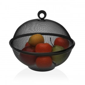 Portafrutta Versa Nero Con coperchio Metallo Acciaio (28 x 28 x 28 cm)
