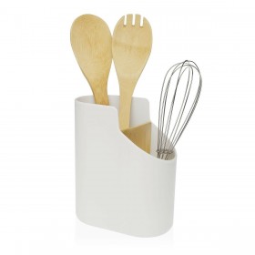 Contenitore per Utensili da Cucina Versa Bambù ABS 8,5 x 17,6 x 15 cm Bianco