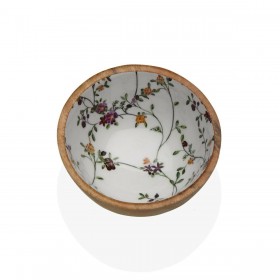 Ciotola per Aperitivi Versa Bambù Porcellana Legno di mango Fiori Campo 13 x 7 x 13 cm