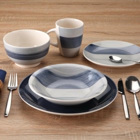Set di Stoviglie Versa Leanne Blu scuro Gres 26,5 x 26,5 cm 18 Pezzi