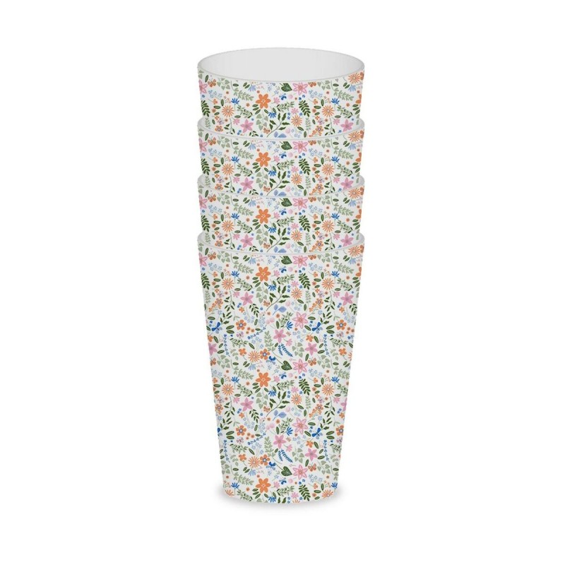 Set di Bicchieri Versa Polietilene RPET Fiori 4 Pezzi
