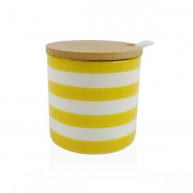 Portazucchero Versa Giallo Ceramica Dolomite 8 x 8 x 8 cm Righe Rotondo