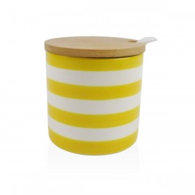 Portazucchero Versa Giallo Ceramica Dolomite 8 x 8 x 8 cm Righe Rotondo