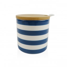 Portazucchero Versa Azzurro Ceramica Dolomite 8 x 8 x 8 cm Righe Rotondo