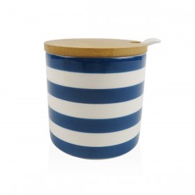 Portazucchero Versa Azzurro Ceramica Dolomite 8 x 8 x 8 cm Righe Rotondo