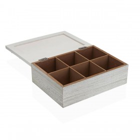 Scatola per Infusioni Versa Bianco Legno MDF 18 x 7,5 x 24 cm Fiori
