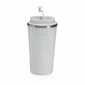 Bicchiere con Tappo Versa Bianco Acciaio polipropilene 510 ml