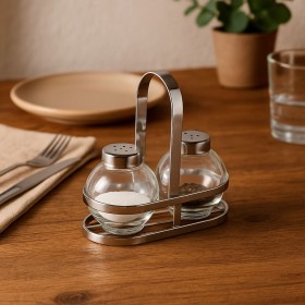 Set Sale e Pepe Versa Argentato Metallo Cristallo