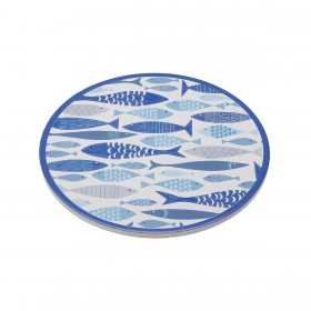 Sottopentola Versa Azzurro Sughero Ceramica Pesci 20 X 0,6 X 20 CM