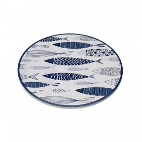 Sottopentola Versa Azzurro Sughero Ceramica Pesci 20 X 0,6 X 20 CM