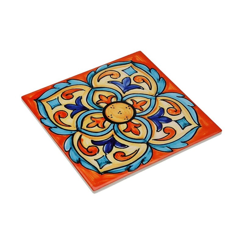 Sottopentola Versa Azzurro Arancio Sughero Ceramica Piastrella 20 X 0,6 X 20 CM