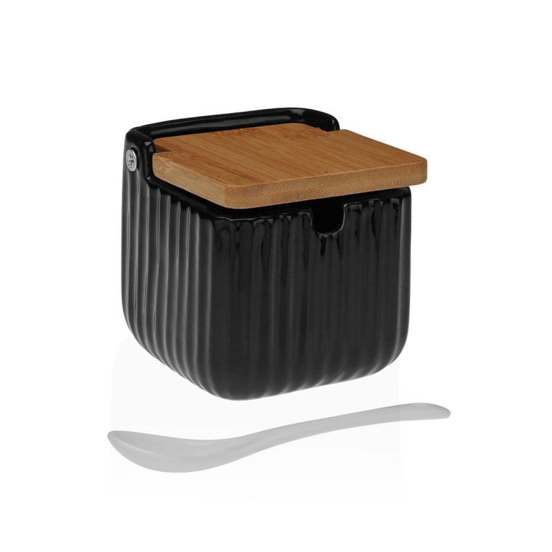 Portazucchero Versa Nero Ceramica Bambù Dolomite 8,3 x 8,3 x 8,3 cm