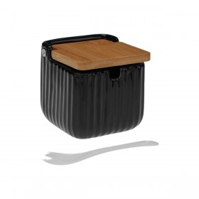 Portazucchero Versa Nero Ceramica Bambù Dolomite 8,3 x 8,3 x 8,3 cm
