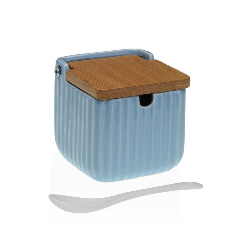 Portazucchero Versa Azzurro Ceramica Bambù Dolomite 8,3 x 8,3 x 8,3 cm