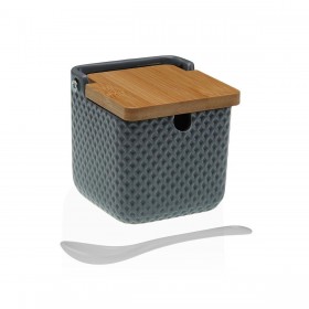 Portazucchero Versa Grigio Ceramica Bambù Dolomite 8,3 x 8,3 x 8,3 cm