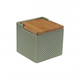 Portasale con Coperchio Versa Verde Ceramica Bambù Dolomite 11 x 11 x 11 cm