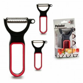 Set di Pelapatate CK98529 Nero Rosso Acciaio Caucciù polipropilene