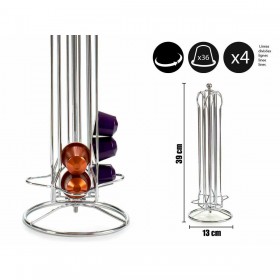 Supporto per 36 Capsule di Caffè Kinvara Nespresso Argentato Metallo 13 x 39 x 13 cm Girevole 36 Pezzi