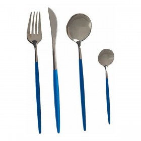 Set di Posate Kinvara BST-CT022 Azzurro Argentato Acciaio inossidabile 16 x 5 x 24,5 cm