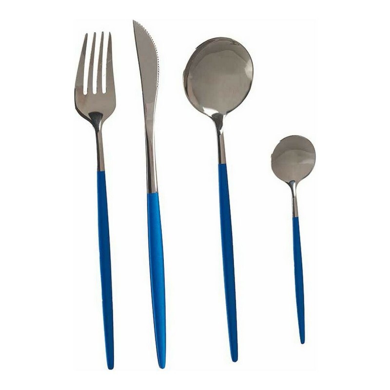 Set di Posate Kinvara BST-CT022 Azzurro Argentato Acciaio inossidabile 16 x 5 x 24,5 cm