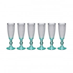 Calice da champagne Vivalto PR05720ZD/BHA6 Trasparente Turchese Vetro 185 ml Punti (6 Unità)