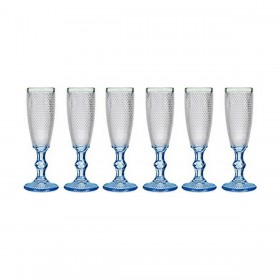 Calice da champagne Vivalto PR05720ZD/BHA6 BLUE Azzurro Trasparente Vetro 180 ml Punti (6 Unità)