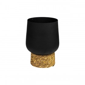 Vaso Romimex Nero Metallo vimini 25 x 22 x 25 cm