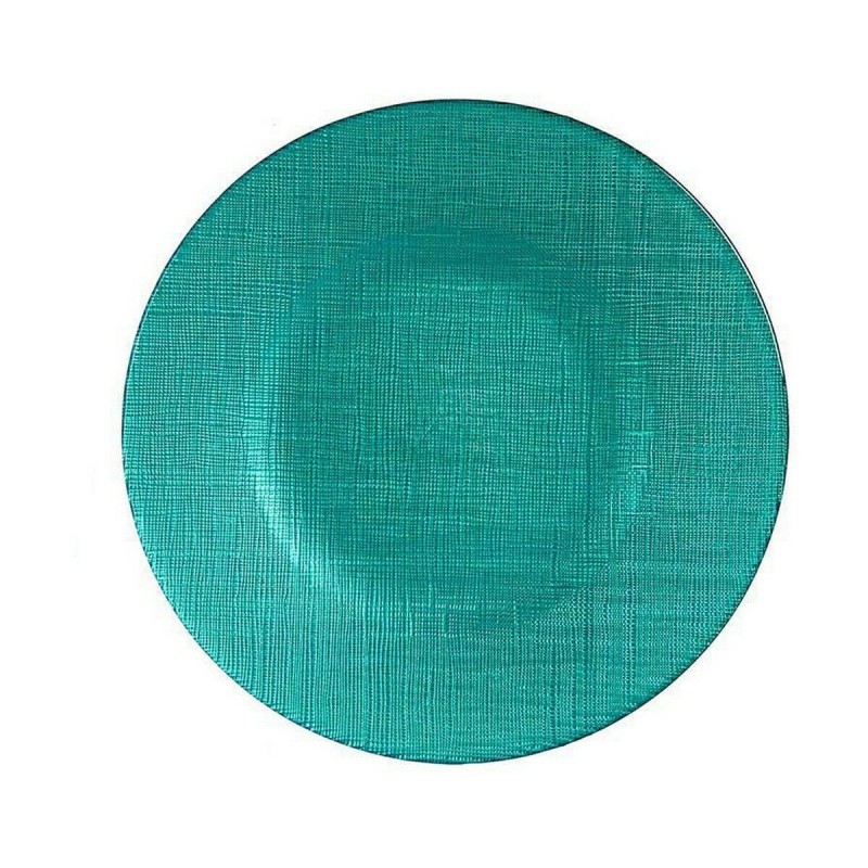 Piatto da pranzo Vivalto 323921P Turchese Vetro 21 x 2 x 21 cm (6 Unità)