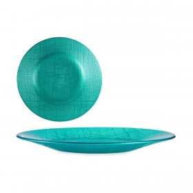 Piatto da pranzo Vivalto 323921P Turchese Vetro 21 x 2 x 21 cm (6 Unità)