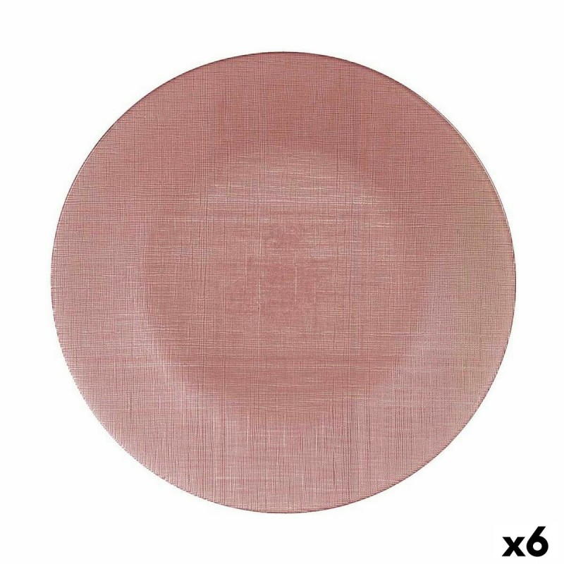 Piatto da pranzo Vivalto Rosa Vetro 32,5 x 2 x 32,5 cm (6 Unità)
