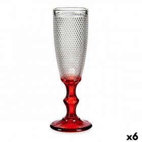 Calice da champagne Vivalto PR-00719B/BHA6 Rosso Trasparente Vetro 180 ml Punti (6 Unità)