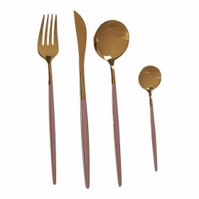 Set di Posate Kinvara BST-CT022 Rosa Dorato Acciaio inossidabile 16 x 5 x 24,5 cm (12 Unità)