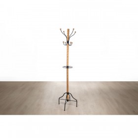 Attaccapanni da Terra Romimex Nero Naturale Legno Metallo 44 x 183 x 44 cm