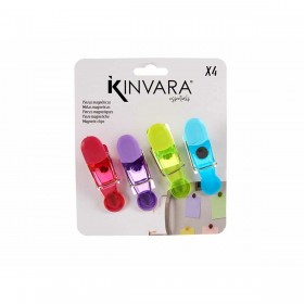 Molette per Chiudere le Buste Kinvara CH14812 Multicolore Caucciù Plastica Magnetico 4 Pezzi (12 Unità)