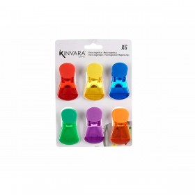 Molette per Chiudere le Buste Kinvara CK60429 Multicolore Plastica Magnetico 6 Pezzi (12 Unità)