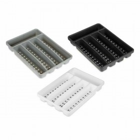 Vassoio Portaposate Kinvara CN19128-1 Bianco Nero polipropilene 22,5 x 4,5 x 32 cm (24 Unità)