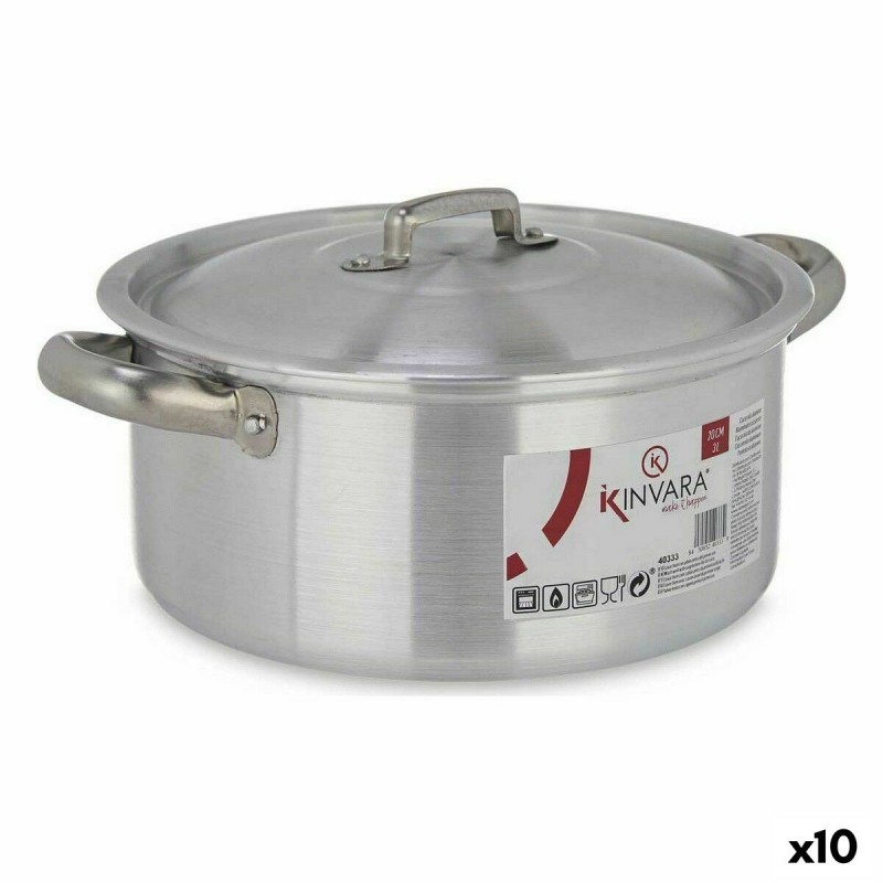Casseruola con coperchio Kinvara 100005 Argentato 3 L (10 Unità)