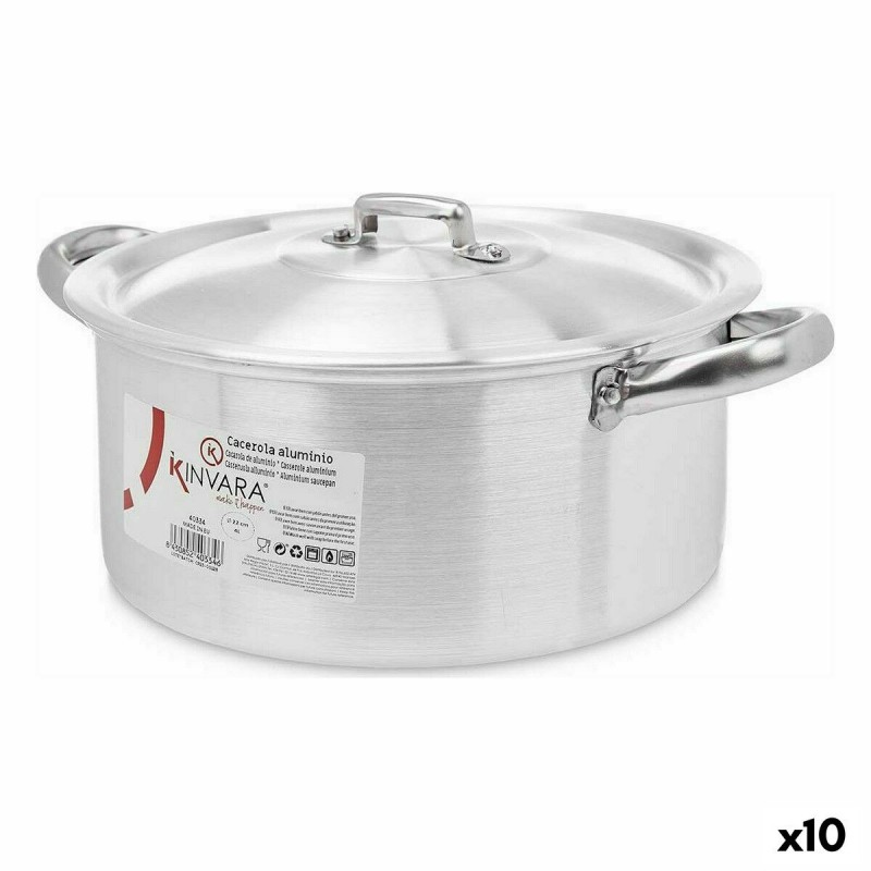 Casseruola con coperchio Kinvara 100006 Argentato 4 L 24 x 13 x 31 cm (10 Unità)