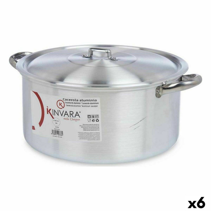 Casseruola con coperchio Kinvara 100010 Argentato 10 L (6 Unità)