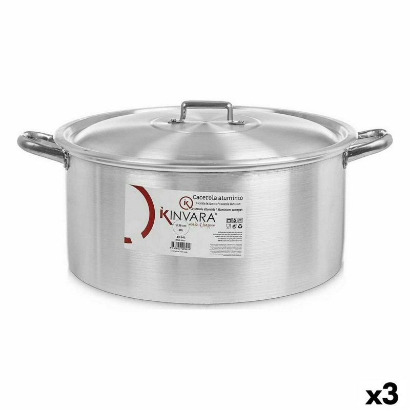 Casseruola con coperchio Kinvara 100013 Argentato 18 L (3 Unità)