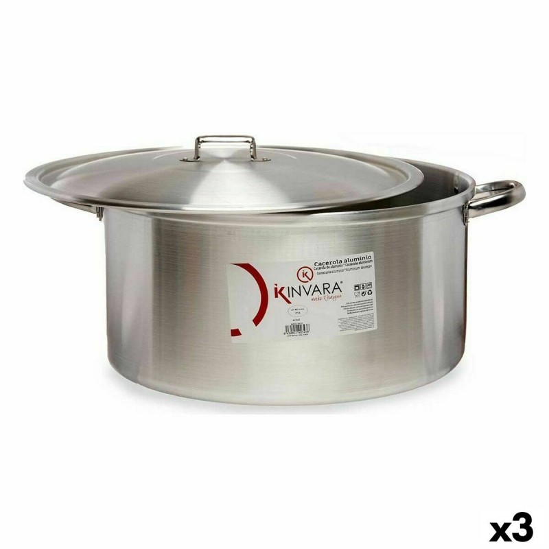 Casseruola con coperchio Kinvara 100015 Argentato 53 x 24 x 43 cm (3 Unità)
