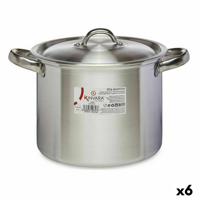 Pentola con Coperchio Kinvara 100033 Argentato Alluminio Ø 20 cm (6 Unità)