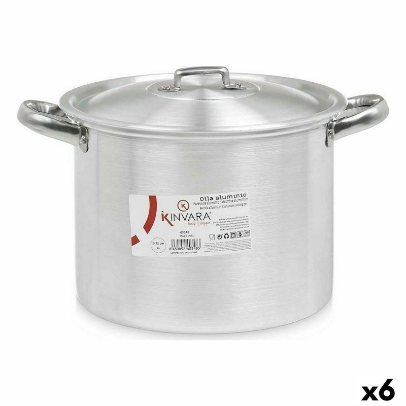 Pentola con Coperchio Kinvara 100034 Argentato Alluminio 31 x 20 x 24 cm (6 Unità)